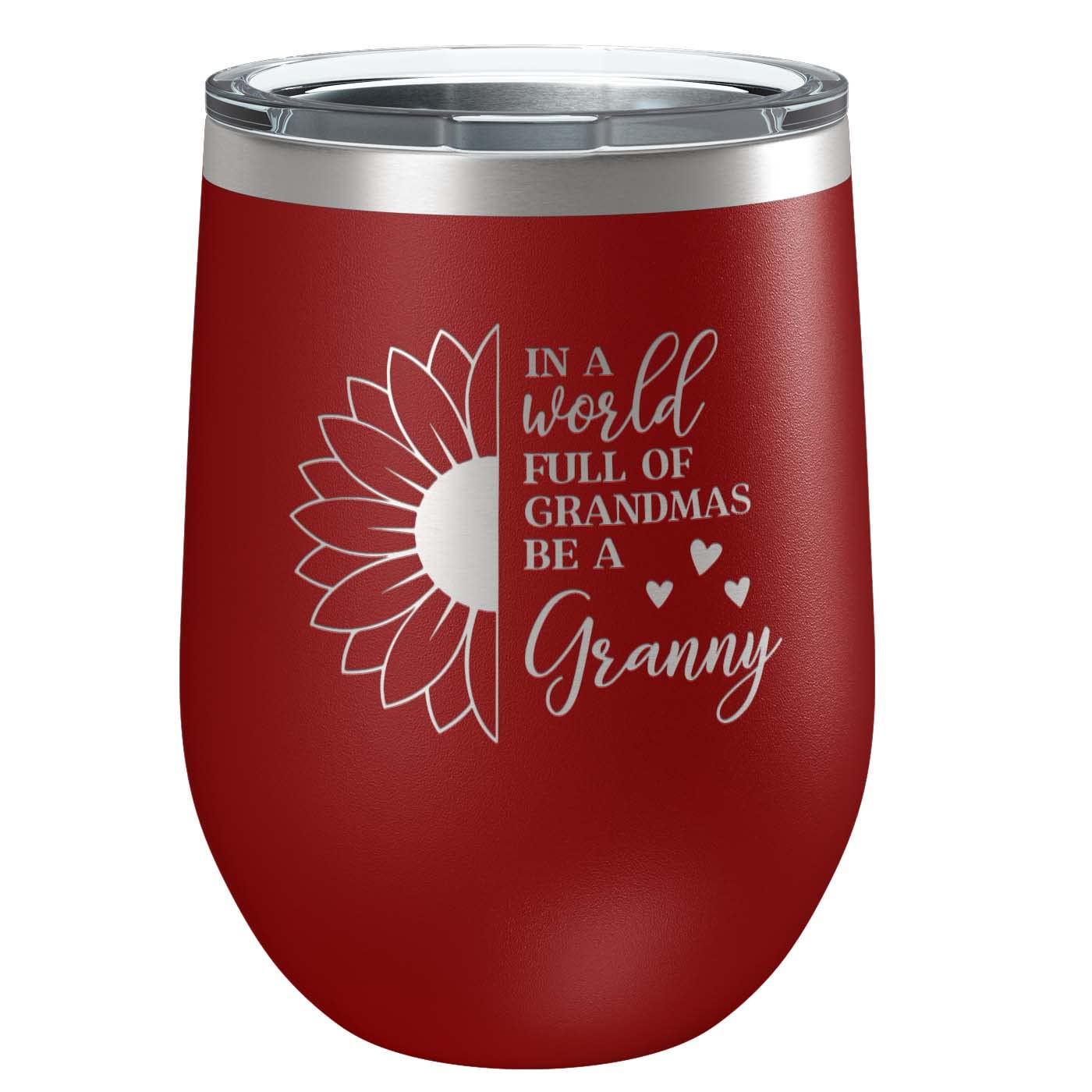 In a World Full of Grandma's Be a Granny Stainless Steel Tumbler with Lid | Vacuum Insulated Mug | Engraved Gift for Christmas, Birthday, Mother's Day, Any Occasion from Grandchild