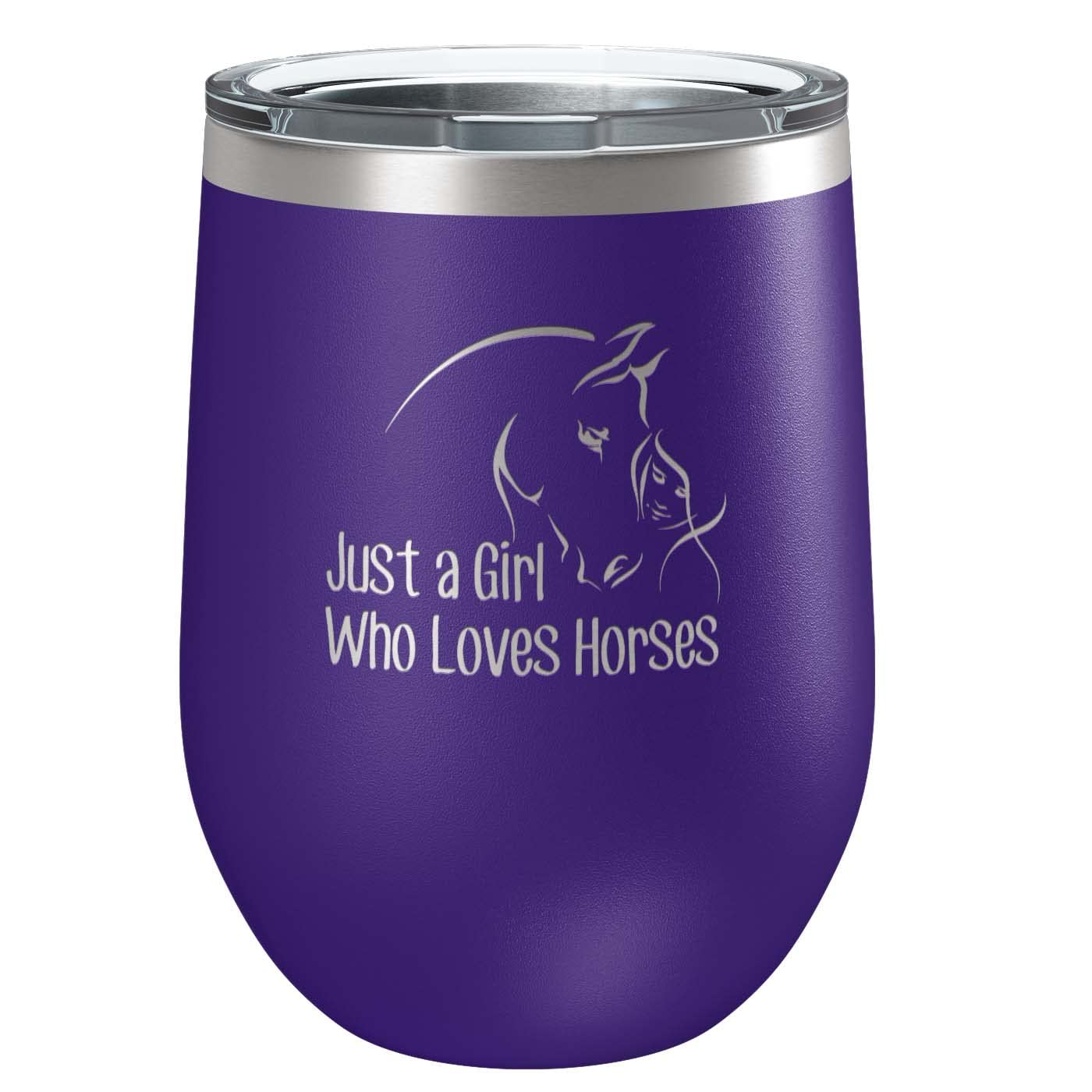 Just a Girl Who Loves Horses Stainless Steel Tumbler with Lid | Vacuum Insulated Mug | Engraved Equine Gift for Christmas, Birthday, Mother's Day for Mom, Daughter, Sister, Aunt