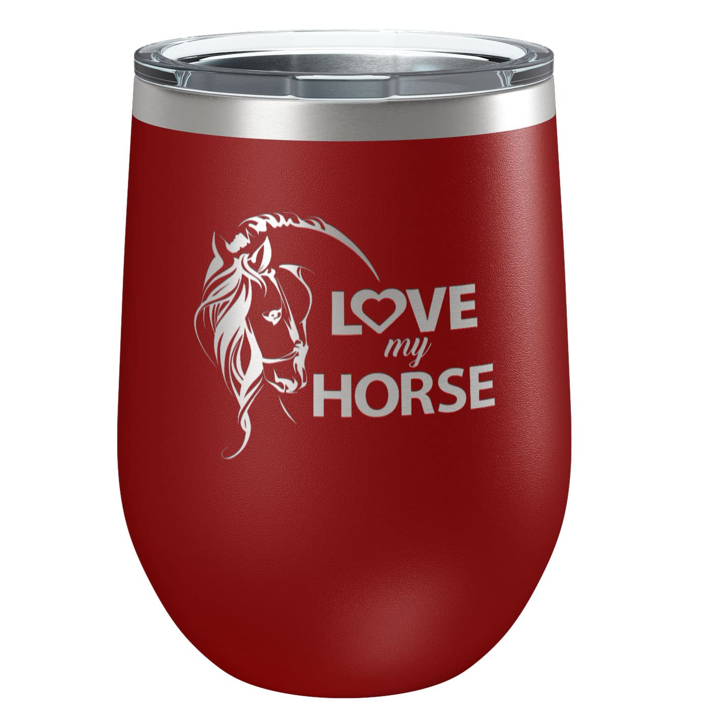 Love My Horse Stainless Steel Tumbler with Lid | Vacuum Insulated Mug | Engraved Equine Gift for Christmas, Birthday, Mother's Day for Mom, Daughter, Sister, Aunt