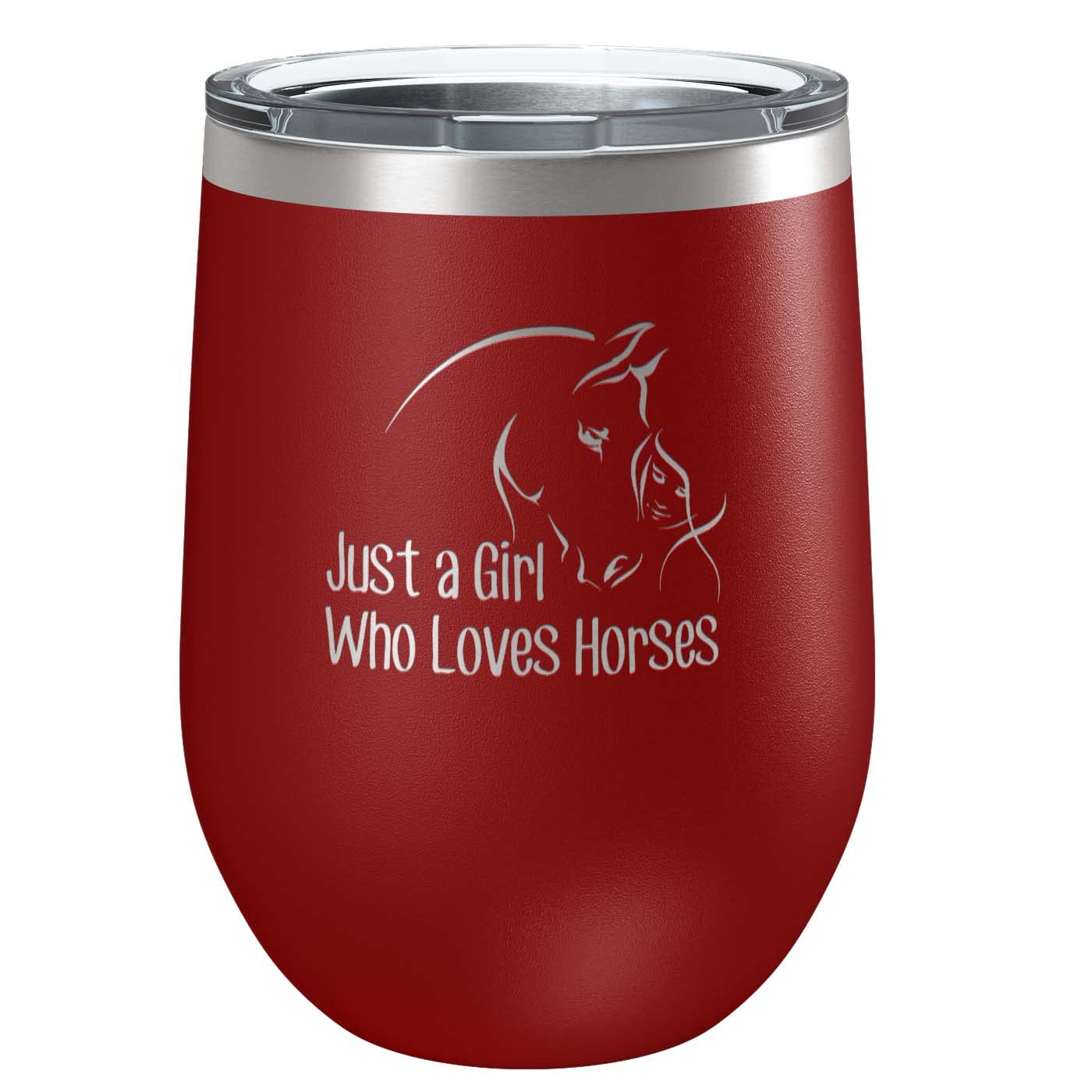 Just a Girl Who Loves Horses Stainless Steel Tumbler with Lid | Vacuum Insulated Mug | Engraved Equine Gift for Christmas, Birthday, Mother's Day for Mom, Daughter, Sister, Aunt