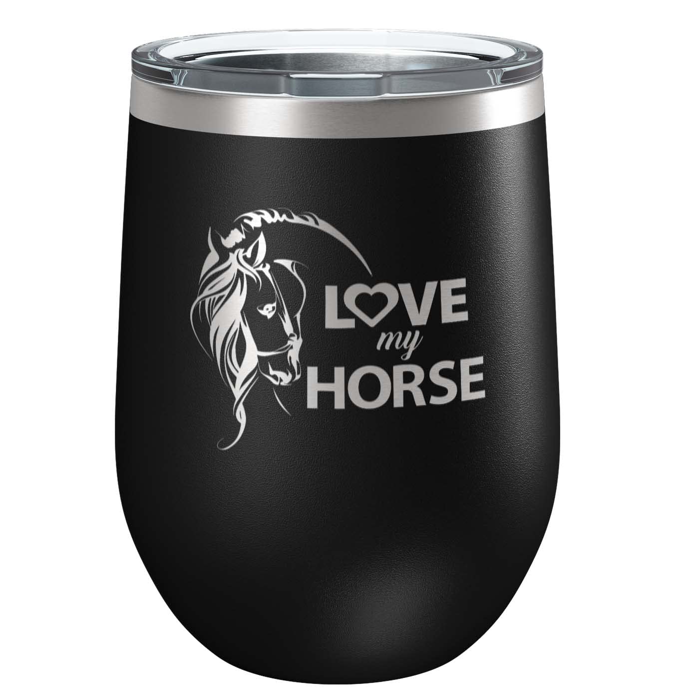 Love My Horse Stainless Steel Tumbler with Lid | Vacuum Insulated Mug | Engraved Equine Gift for Christmas, Birthday, Mother's Day for Mom, Daughter, Sister, Aunt