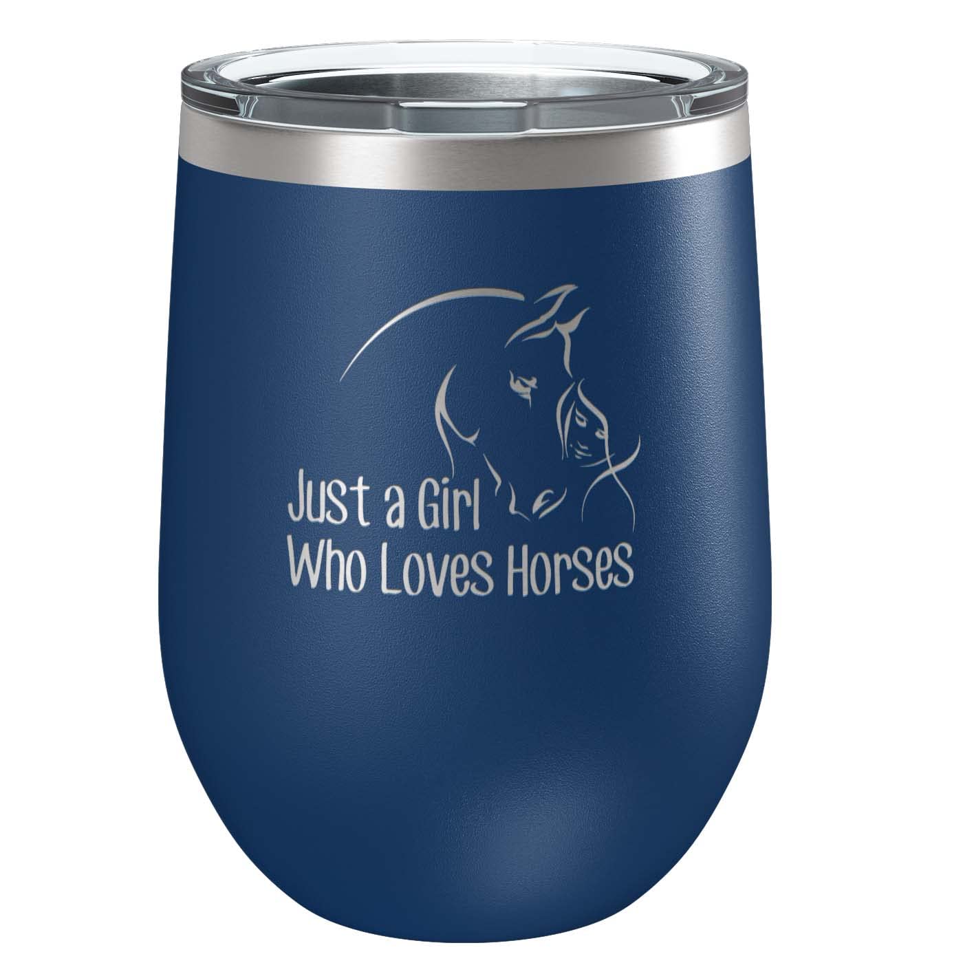 Just a Girl Who Loves Horses Stainless Steel Tumbler with Lid | Vacuum Insulated Mug | Engraved Equine Gift for Christmas, Birthday, Mother's Day for Mom, Daughter, Sister, Aunt