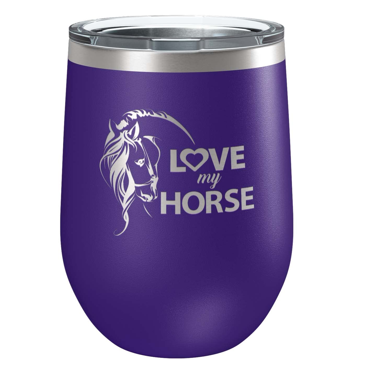 Love My Horse Stainless Steel Tumbler with Lid | Vacuum Insulated Mug | Engraved Equine Gift for Christmas, Birthday, Mother's Day for Mom, Daughter, Sister, Aunt