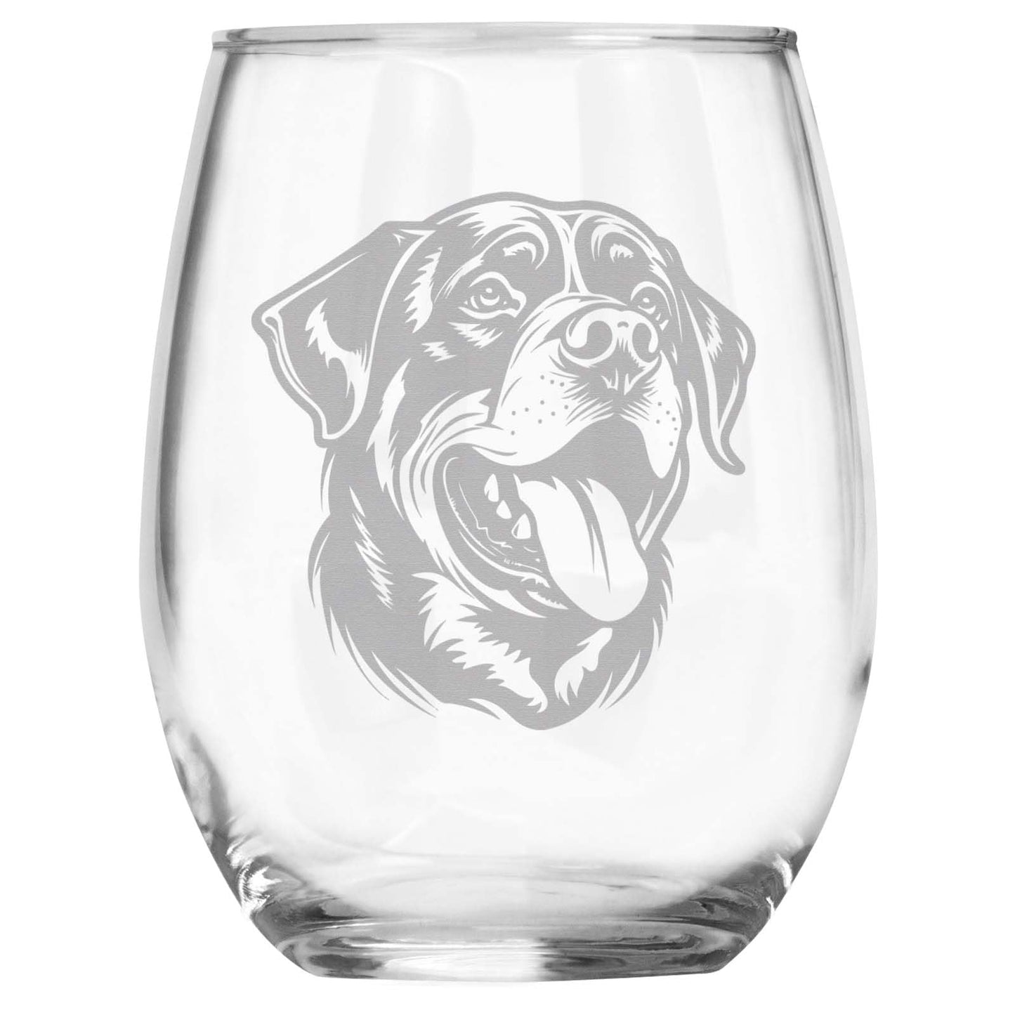 Rottweiler Breed Themed Engraved Stemless Wine Glass, Unique Pet Gift for Rottie Mom/Dad, Dog Lover Gifts for Her/Him