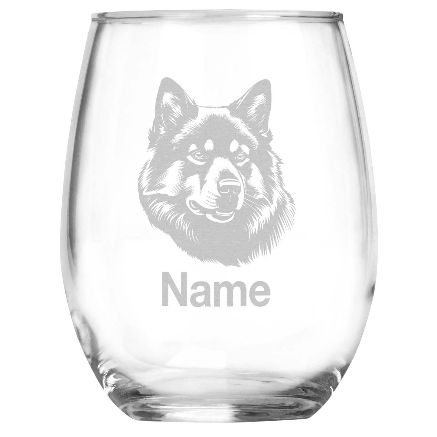 Personalized Akita Dog Breed Themed Stemless Wine Glass with Custom Name, Engraved Dog Lovers Gift, Unique Pet Owner Keepsake for Dog Mom or Dad
