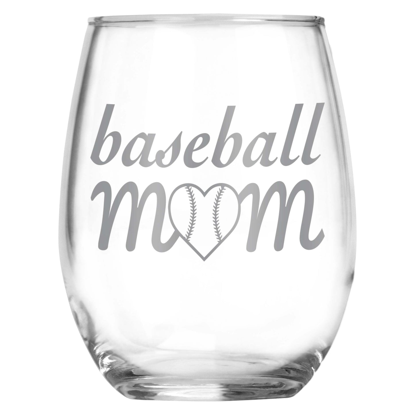 Baseball Mom Stemless Engraved Wine Glass • Present for Mom • Birthday • Mother's Day • Sister • Aunt