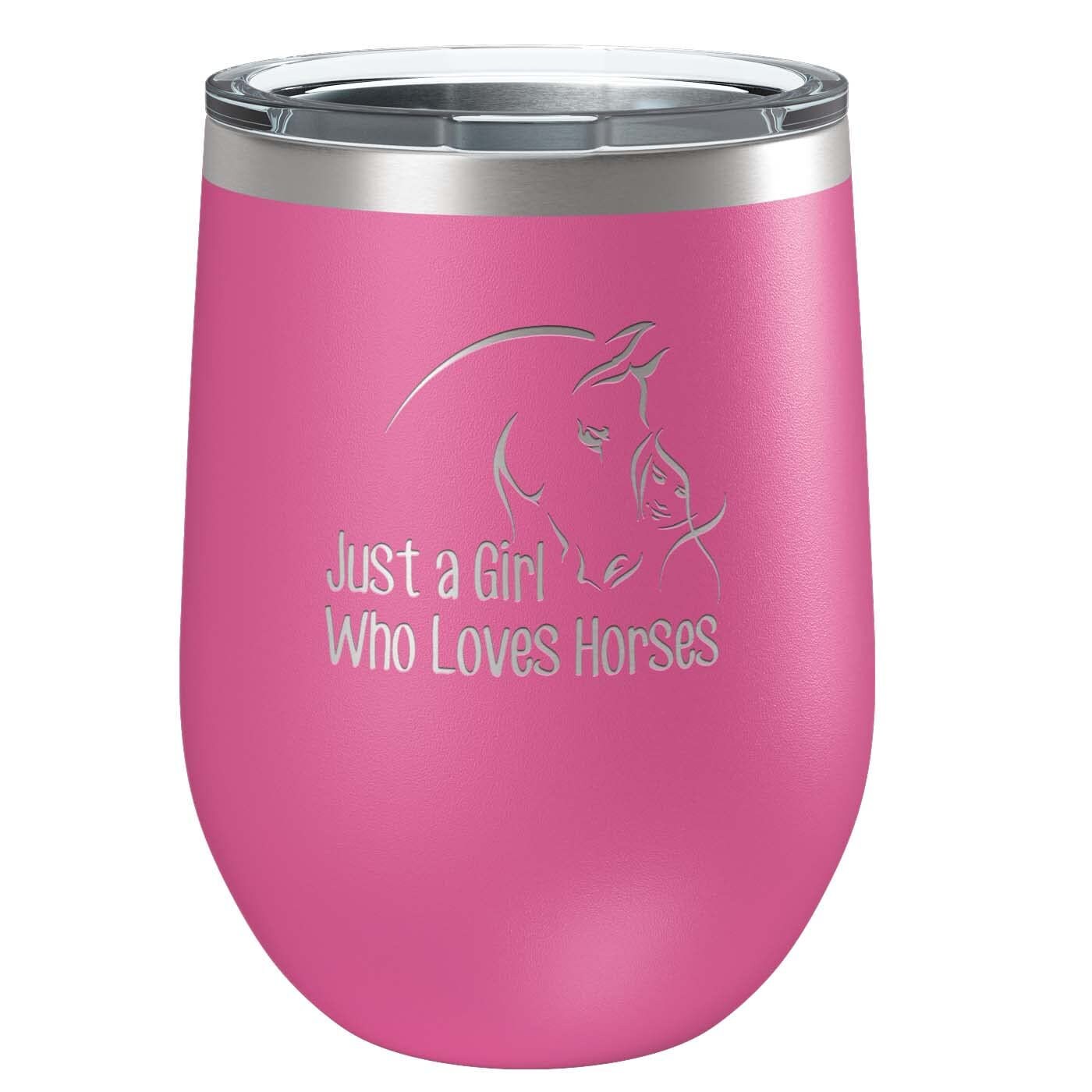 Just a Girl Who Loves Horses Stainless Steel Tumbler with Lid | Vacuum Insulated Mug | Engraved Equine Gift for Christmas, Birthday,