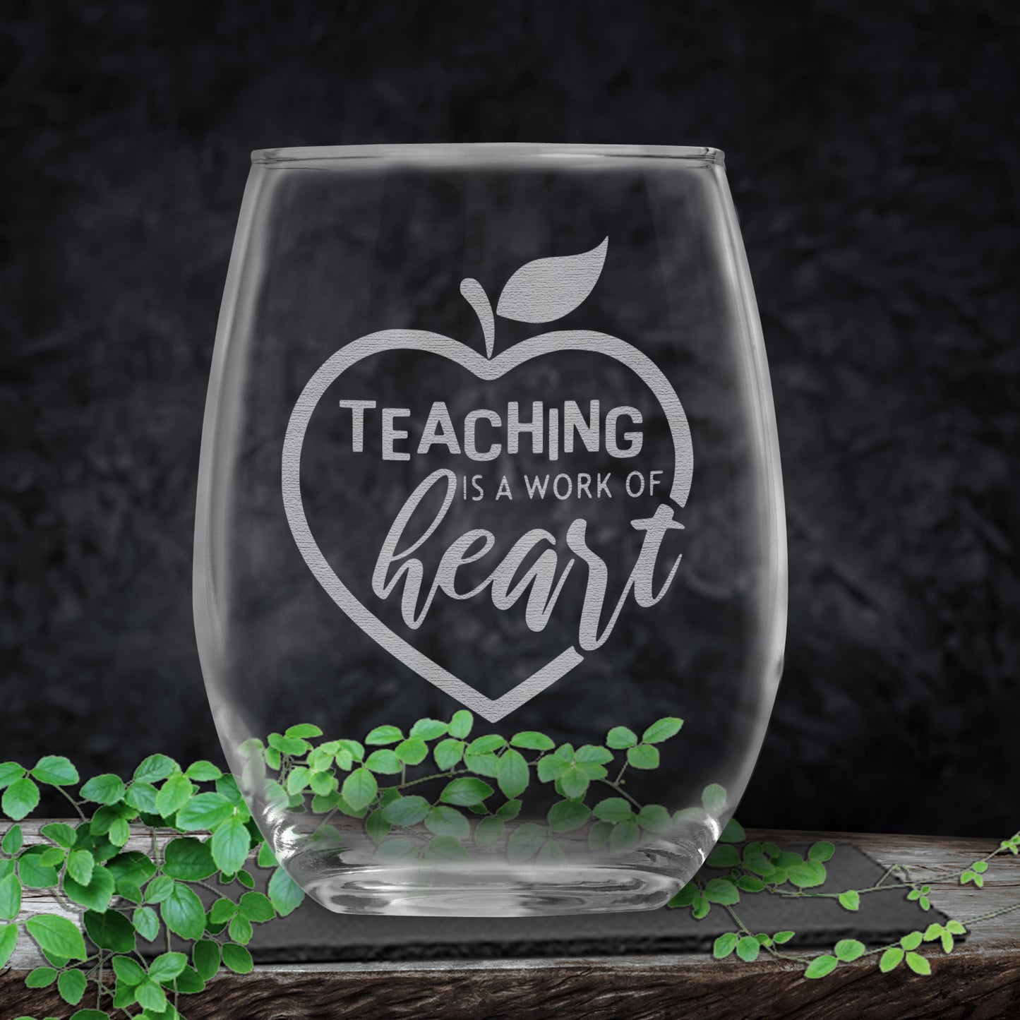 Teacher Appreciation Gift | Stemless Wine Glass | Elementary • High School • College • University | Teacher's Aide • Professor •