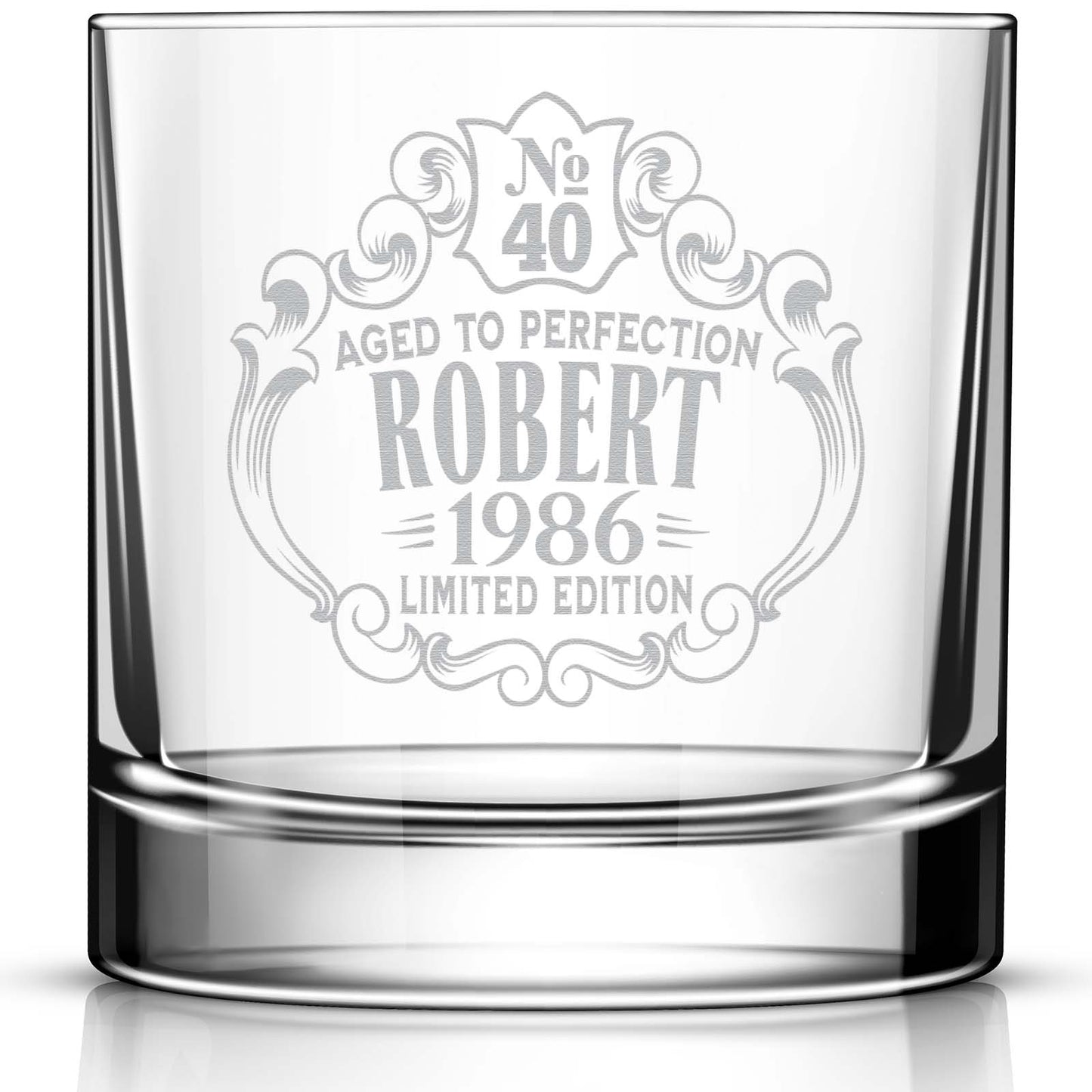Birthday Personalized Whiskey Glass for Men and Women, Customized Engraved Rocks Glass, Aged to Perfection, Birthday Gift for Him and Her