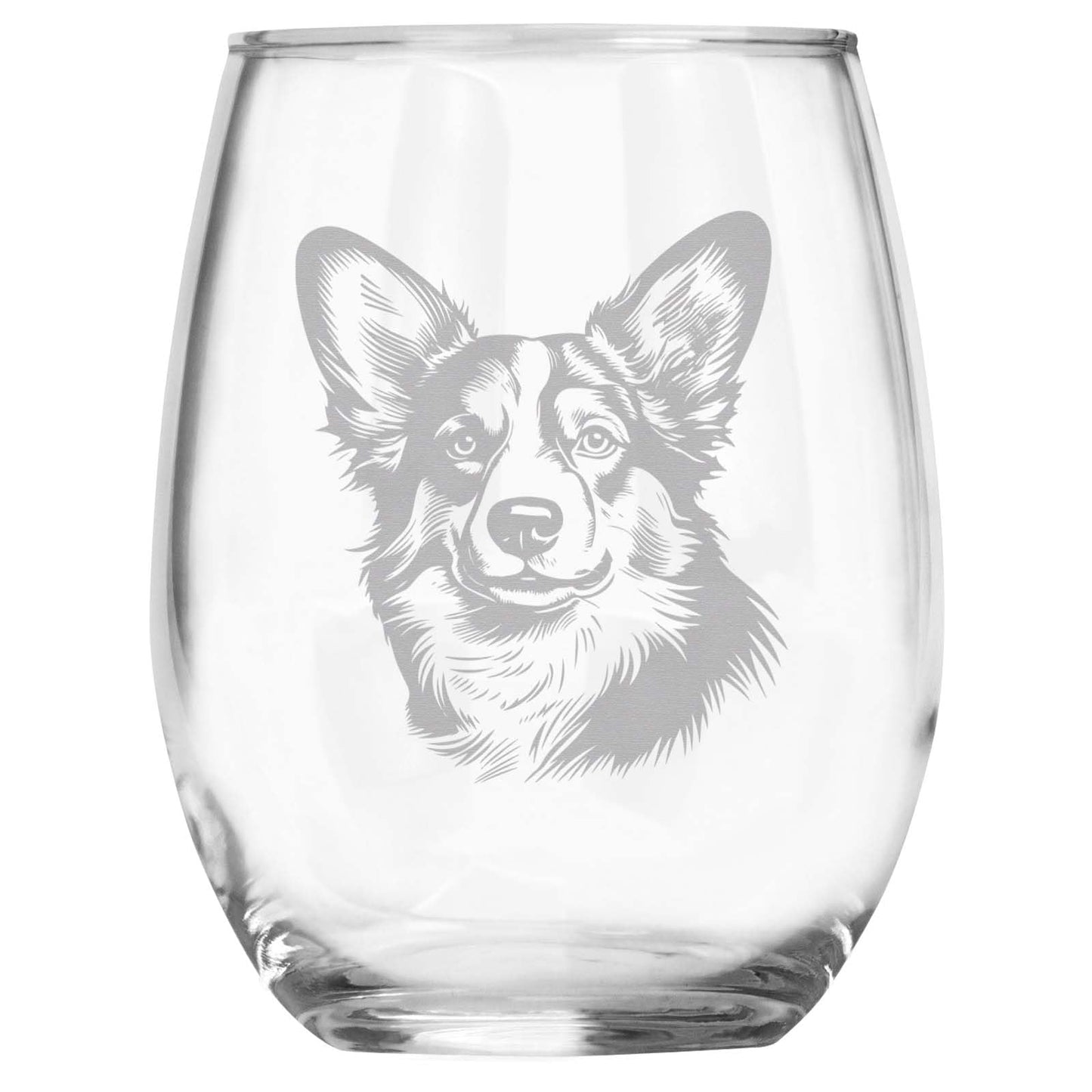 Pembroke Welsh Corgi Breed Themed Engraved Stemless Wine Glass, Unique Pet Gift for Corgi Mom/Dad, Dog Lover Gifts for Her/Him