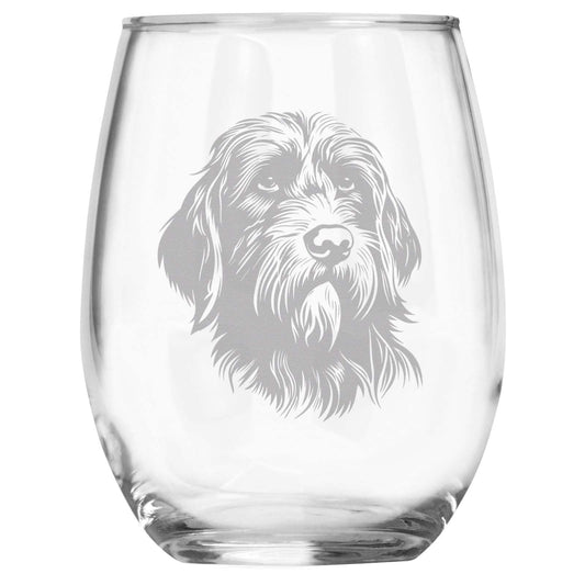 Wirehaired Pointing Griffon Breed Themed Engraved Stemless Wine Glass, Unique Pet Gift for Griff Mom/Dad, Dog Lover Gifts for Her/Him