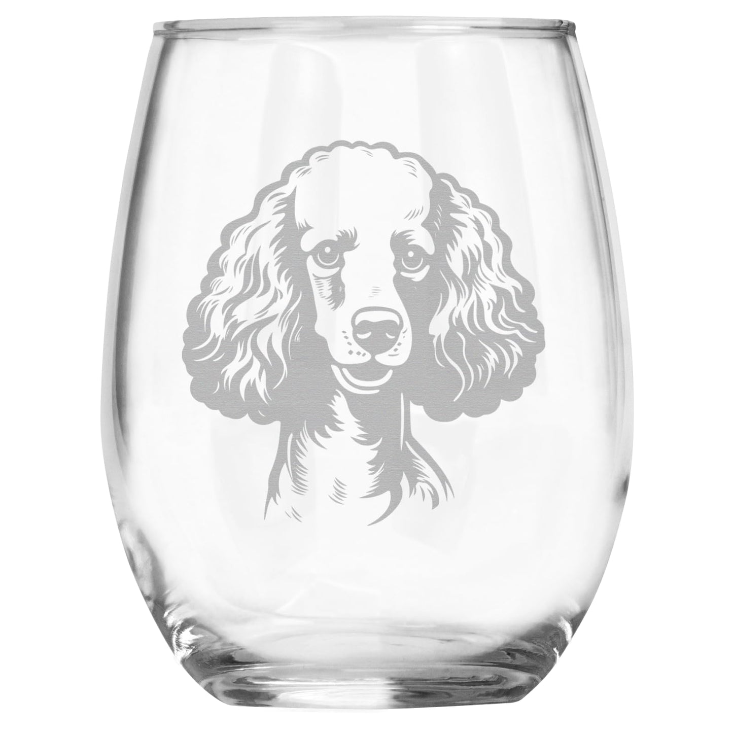Poodle Breed Themed Engraved Stemless Wine Glass, Unique Pet Gift for Poodle Mom/Dad, Dog Lover Gifts for Her/Him