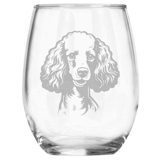 Poodle Breed Themed Engraved Stemless Wine Glass, Unique Pet Gift for Poodle Mom/Dad, Dog Lover Gifts for Her/Him