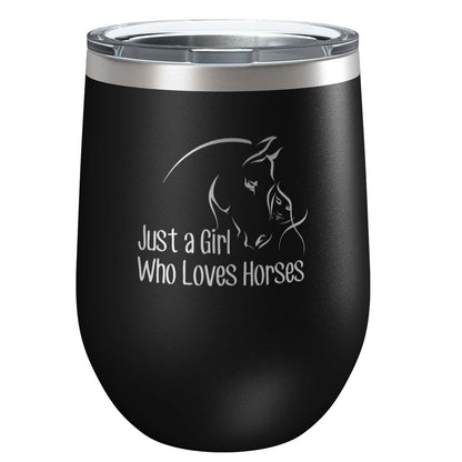 Just a Girl Who Loves Horses Stainless Steel Tumbler with Lid | Vacuum Insulated Mug | Engraved Equine Gift for Christmas, Birthday, Mother's Day for Mom, Daughter, Sister, Aunt