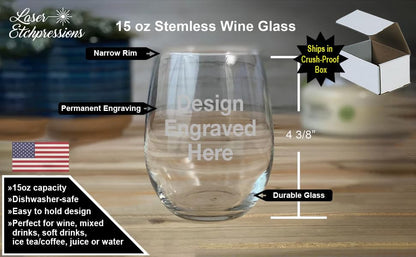 I'm Just a Ray of Sarcastic Sunshine Funny Engraved Stemless Wine Glass, Unique Novelty Gift, Sarcastic White Elephant, Birthday, Christmas, Any Occasion