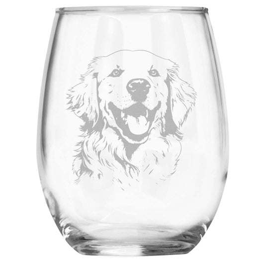 Golden Retriever Breed Themed Engraved Stemless Wine Glass, Unique Pet Gift for Golden Mom/Dad, Dog Lover Gifts for Her/Him