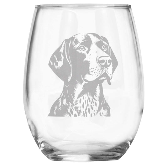 German Shorthaired Pointer Breed Themed Engraved Stemless Wine Glass, Unique Pet Gift for GSP Mom/Dad, Dog Lover Gifts for Her/Him