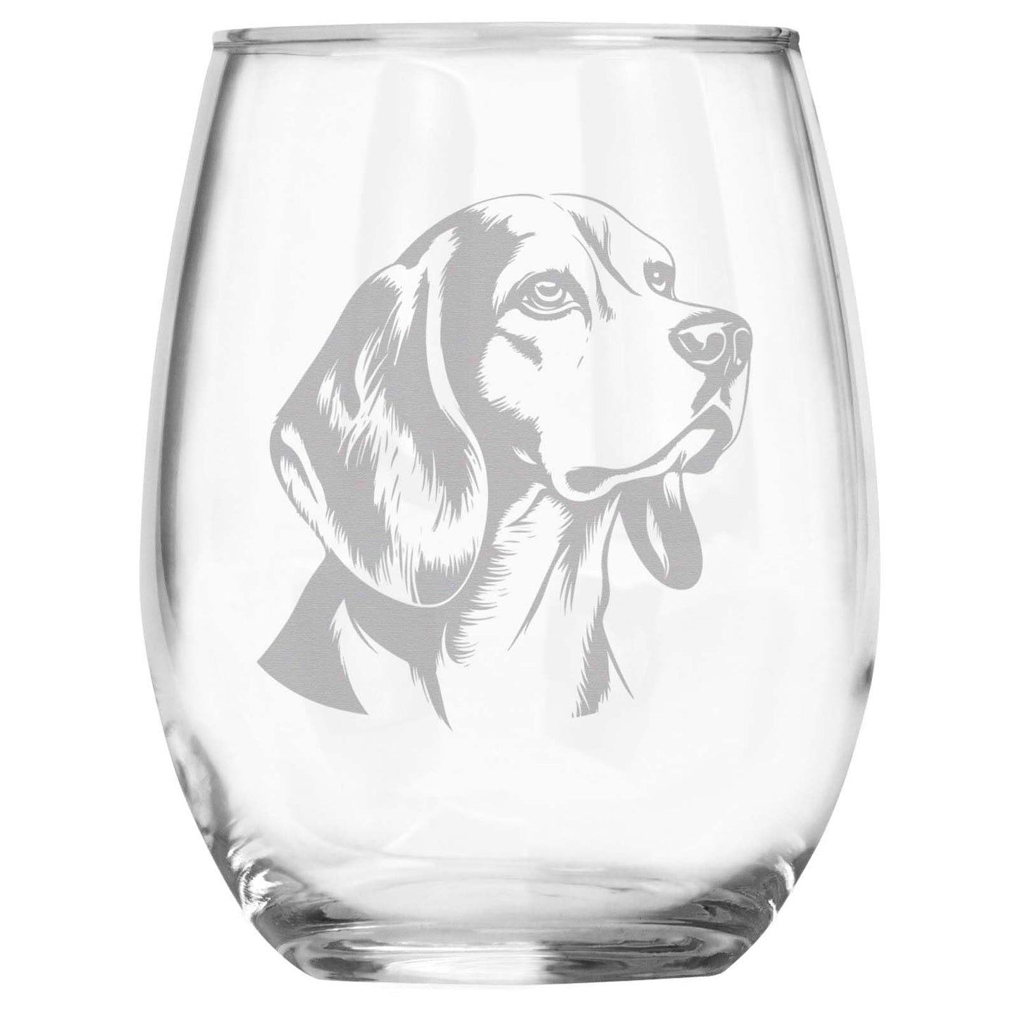 Beagle Breed Themed Engraved Stemless Wine Glass, Unique Pet Gift for Beagle Mom/Dad, Dog Lover Gifts for Her/Him