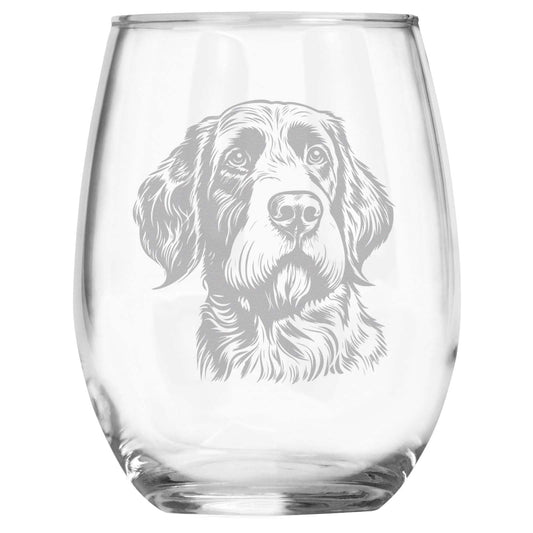 German Wirehaired Pointer Breed Themed Engraved Stemless Wine Glass, Unique Pet Gift for GWP Mom/Dad, Dog Lover Gifts for Her/Him