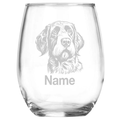 Personalized German Wirehaired Pointer Breed Themed Stemless Wine Glass with Custom Name, Engraved Dog Lovers Gift, Unique Pet Owner Keepsake for Dog Mom or Dad