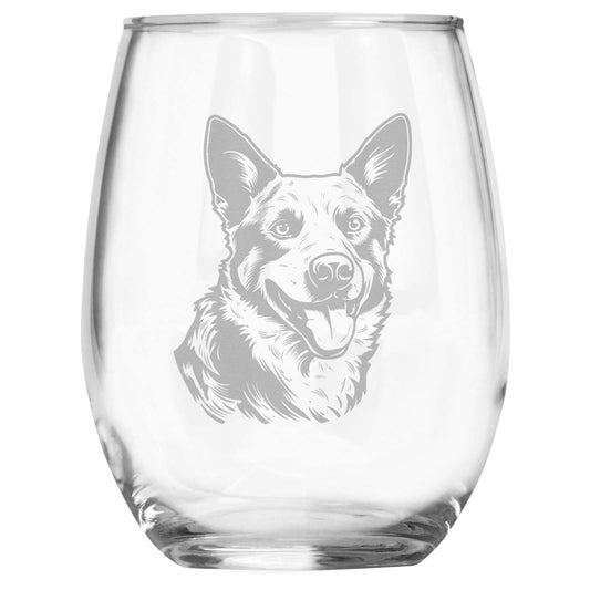 Australian Cattle Dog Breed Themed Engraved Stemless Wine Glass, Unique Pet Gift for Cattle Dog Mom/Dad, Dog Lover Gifts for Her/Him