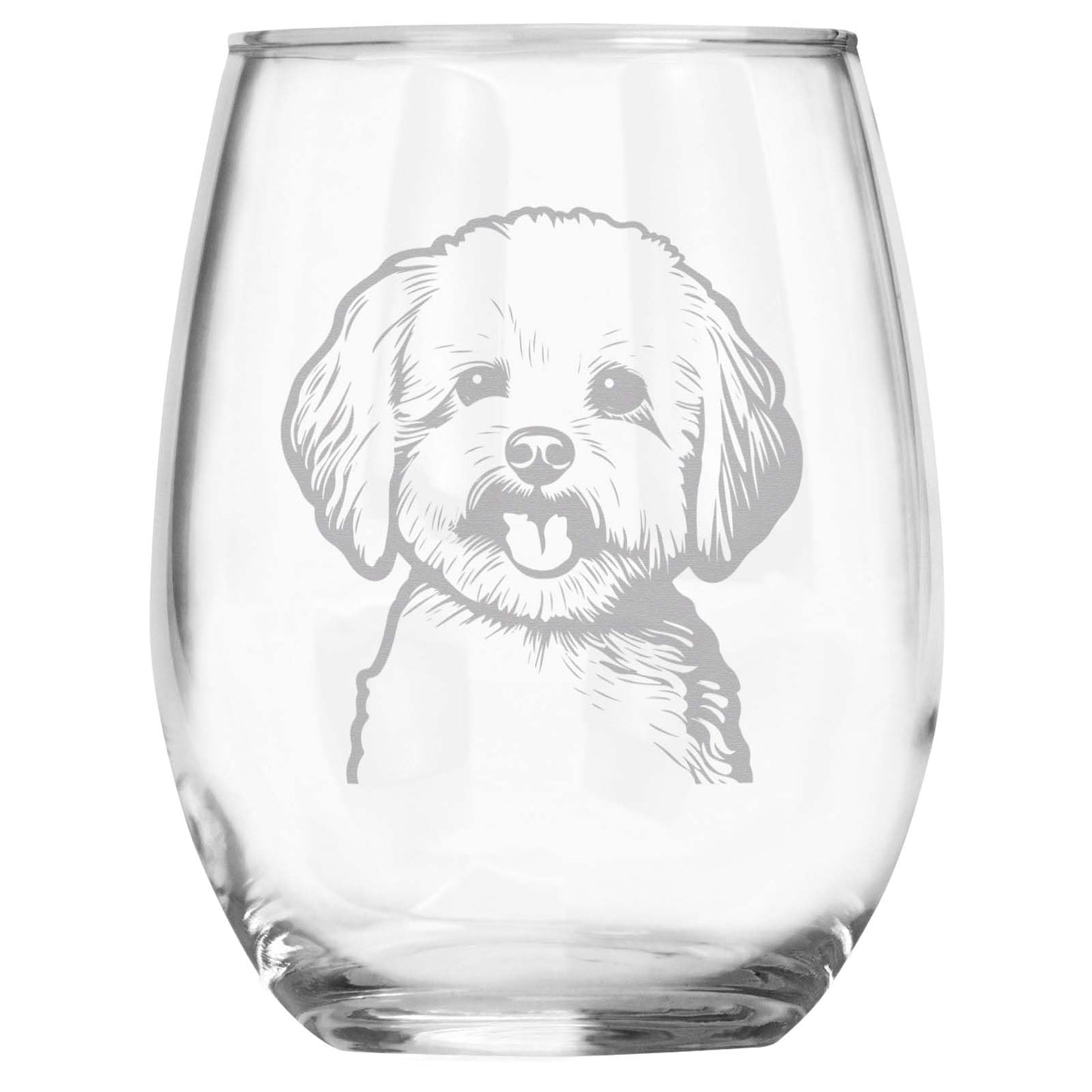 Bichon Frise Breed Themed Engraved Stemless Wine Glass, Unique Pet Gift for Bichon Mom/Dad, Dog Lover Gifts for Her/Him