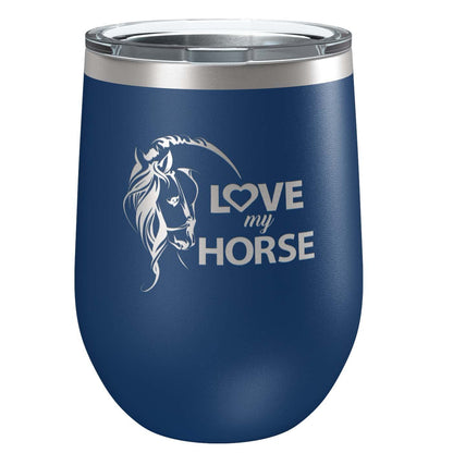 Love My Horse Stainless Steel Tumbler with Lid | Vacuum Insulated Mug | Engraved Equine Gift for Christmas, Birthday, Mother's Day for Mom, Daughter, Sister, Aunt