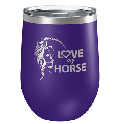 Love My Horse Stainless Steel Tumbler with Lid | Vacuum Insulated Mug | Engraved Equine Gift for Christmas, Birthday, Mother's Day for Mom, Daughter, Sister, Aunt