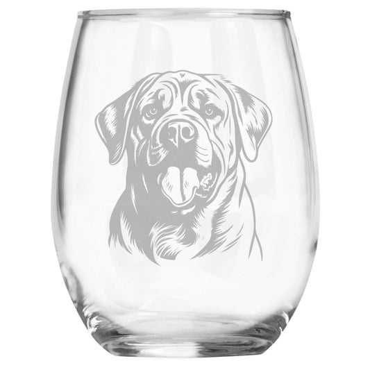 Mastiff Breed Themed Engraved Stemless Wine Glass, Unique Pet Gift for Mastiff Mom/Dad, Dog Lover Gifts for Her/Him