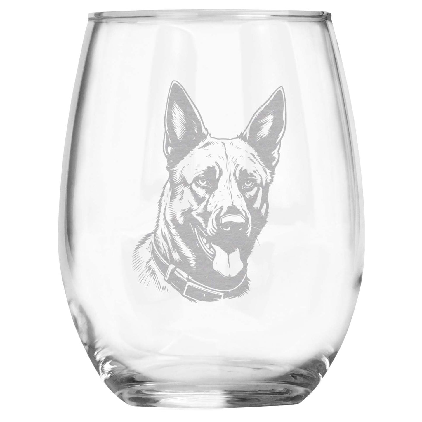 Belgian Malinois Breed Themed Engraved Stemless Wine Glass, Unique Pet Gift for Malinois Mom/Dad, Dog Lover Gifts for Her/Him