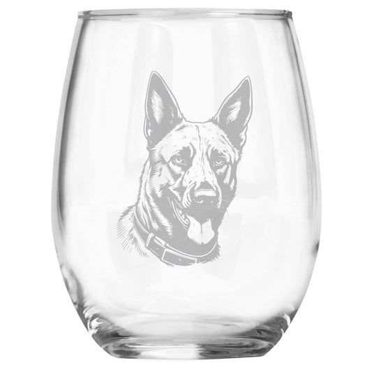 Belgian Malinois Breed Themed Engraved Stemless Wine Glass, Unique Pet Gift for Malinois Mom/Dad, Dog Lover Gifts for Her/Him