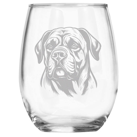 Cane Corso Breed Themed Engraved Stemless Wine Glass, Unique Pet Gift for Corso Mom/Dad, Dog Lover Gifts for Her/Him