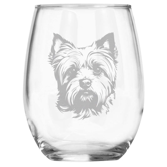 Yorkshire Terrier Breed Themed Engraved Stemless Wine Glass, Unique Pet Gift for Yorkie Mom/Dad, Dog Lover Gifts for Her/Him