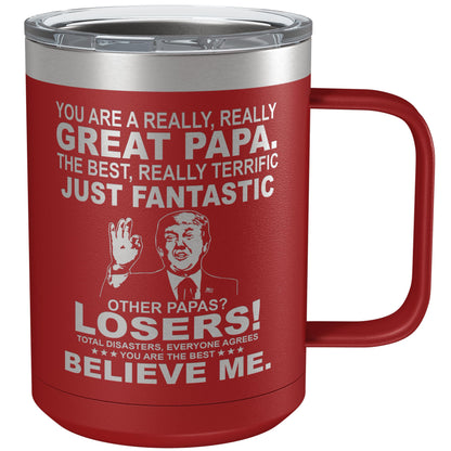 Personalized Trump 15oz Insulated Coffee Tumbler with Lid – You Are a Really, Really Great (Custom Name) Engraved Gift, Funny Conservative Mug, GOP Patriotic Travel Cup for Trump Supporters