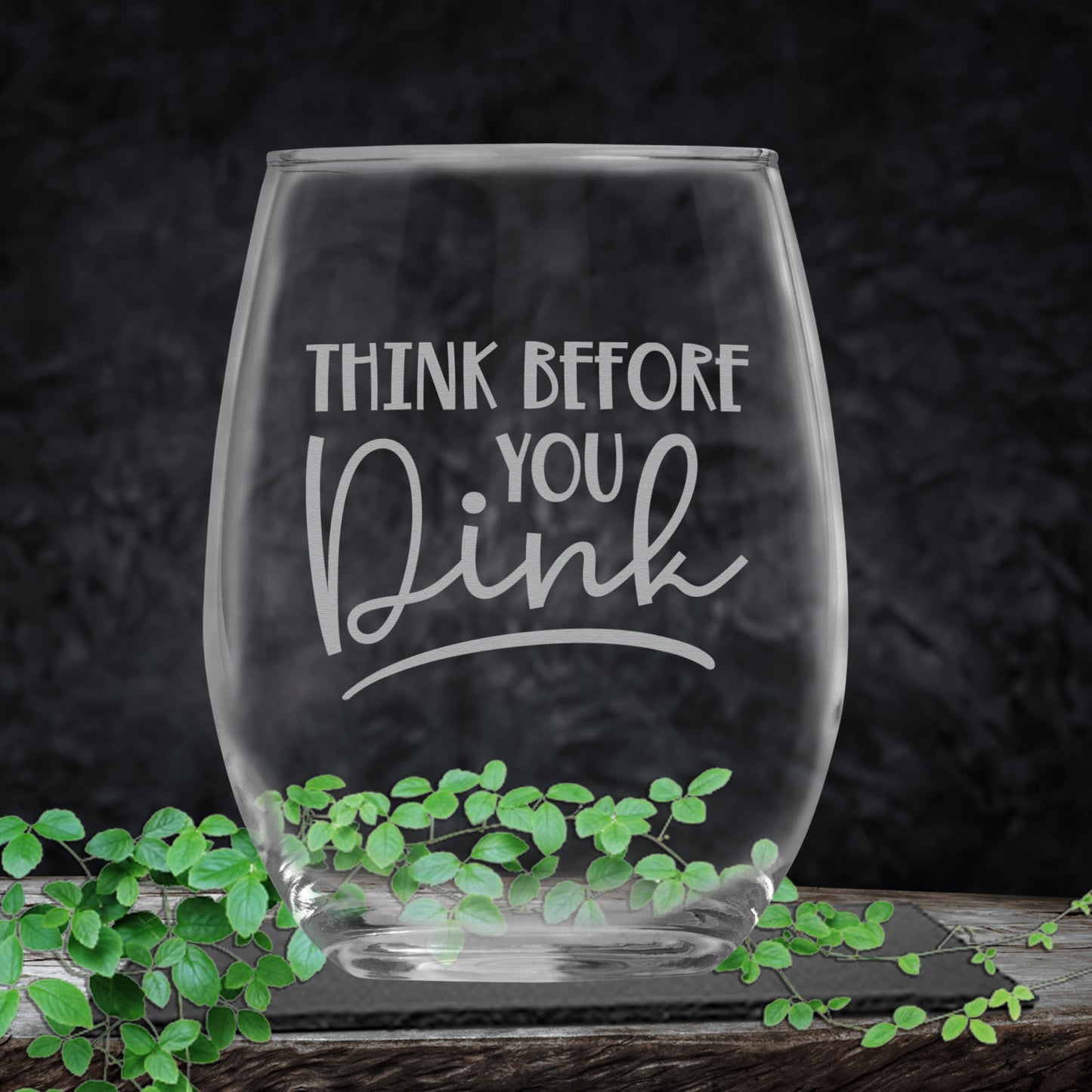 Pickleball Gifts for Women and Men, Think Before You Dink Engraved Stemless Wine Glass, Funny Pickleball Player Gifts