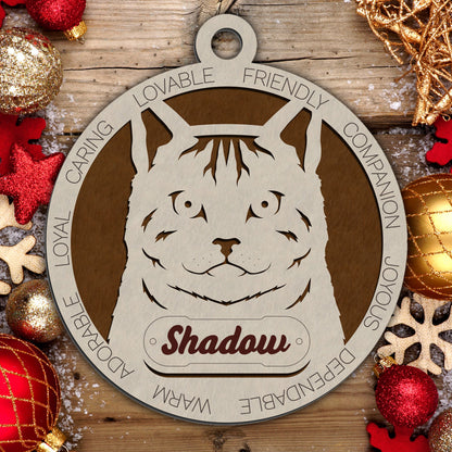 Personalized Cat Christmas Ornament - Custom Breed Keepsake Gift