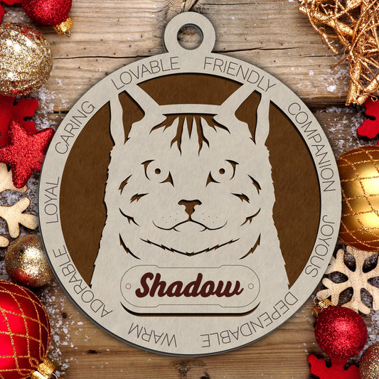 Personalized Cat Christmas Ornament - Custom Breed Keepsake Gift