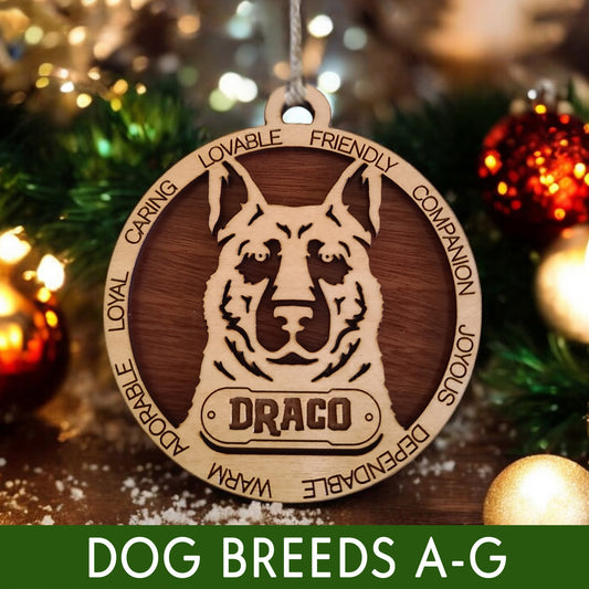 Personalized Dog Christmas Ornament – Custom Breed Keepsake Gift - Dog Breeds A-G