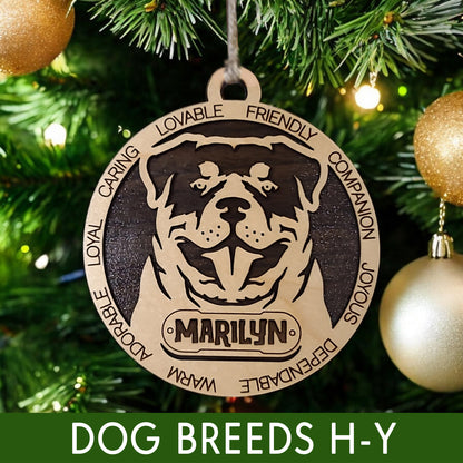 Personalized Dog Christmas Ornament – Custom Breed Keepsake Gift - Dog Breeds H-Y