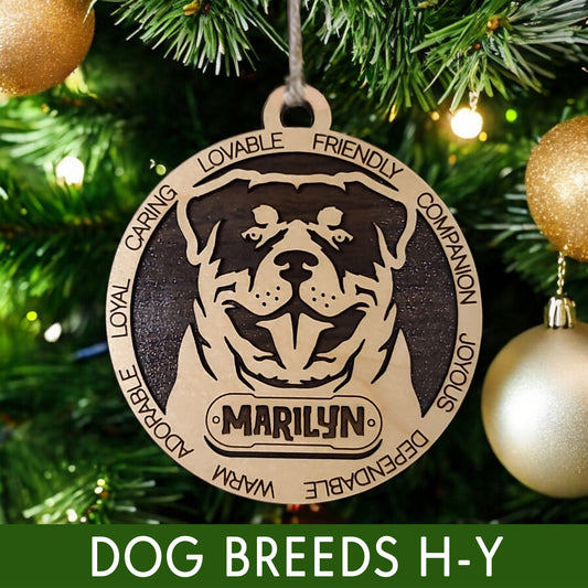 Personalized Dog Christmas Ornament – Custom Breed Keepsake Gift - Dog Breeds H-Y