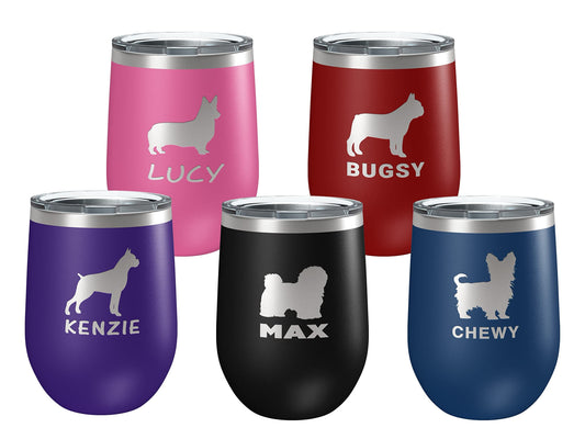 Custom Laser Engraved Dog Breed Stainless Steel Insulated Tumbler • Dog Lover Gift • Custom Dog Gifts • Frenchie • Lab •