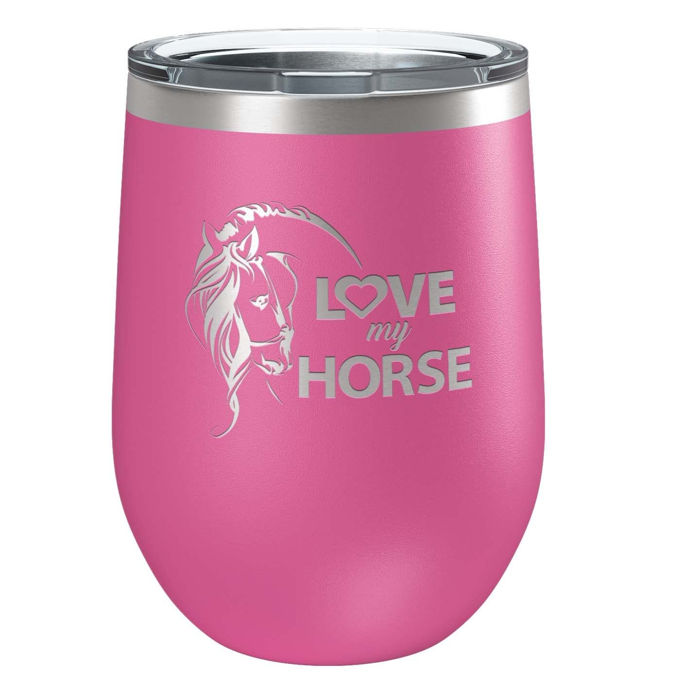 Love My Horse Stainless Steel Tumbler with Lid | Vacuum Insulated Mug | Engraved Equine Gift for Christmas, Birthday, Mother's Day for Mom,