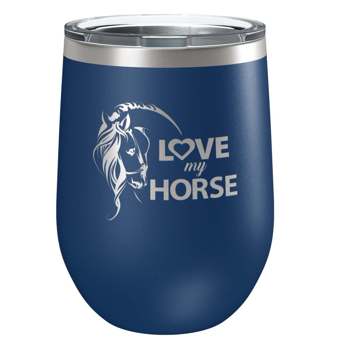 Love My Horse Stainless Steel Tumbler with Lid | Vacuum Insulated Mug | Engraved Equine Gift for Christmas, Birthday, Mother's Day for Mom,