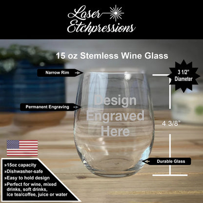 If My Mouth Doesn't Say It My Face Definitely Will • Funny Engraved 15oz Stemless Wine Glass