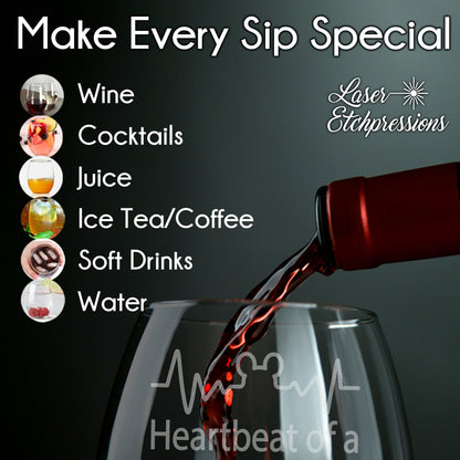 Heartbeat of a Mouseaholic Engraved Stemless Wine Glass • Funny Unique Birthday, Christmas, Mother's Day, Father's Day, Graduation Gift