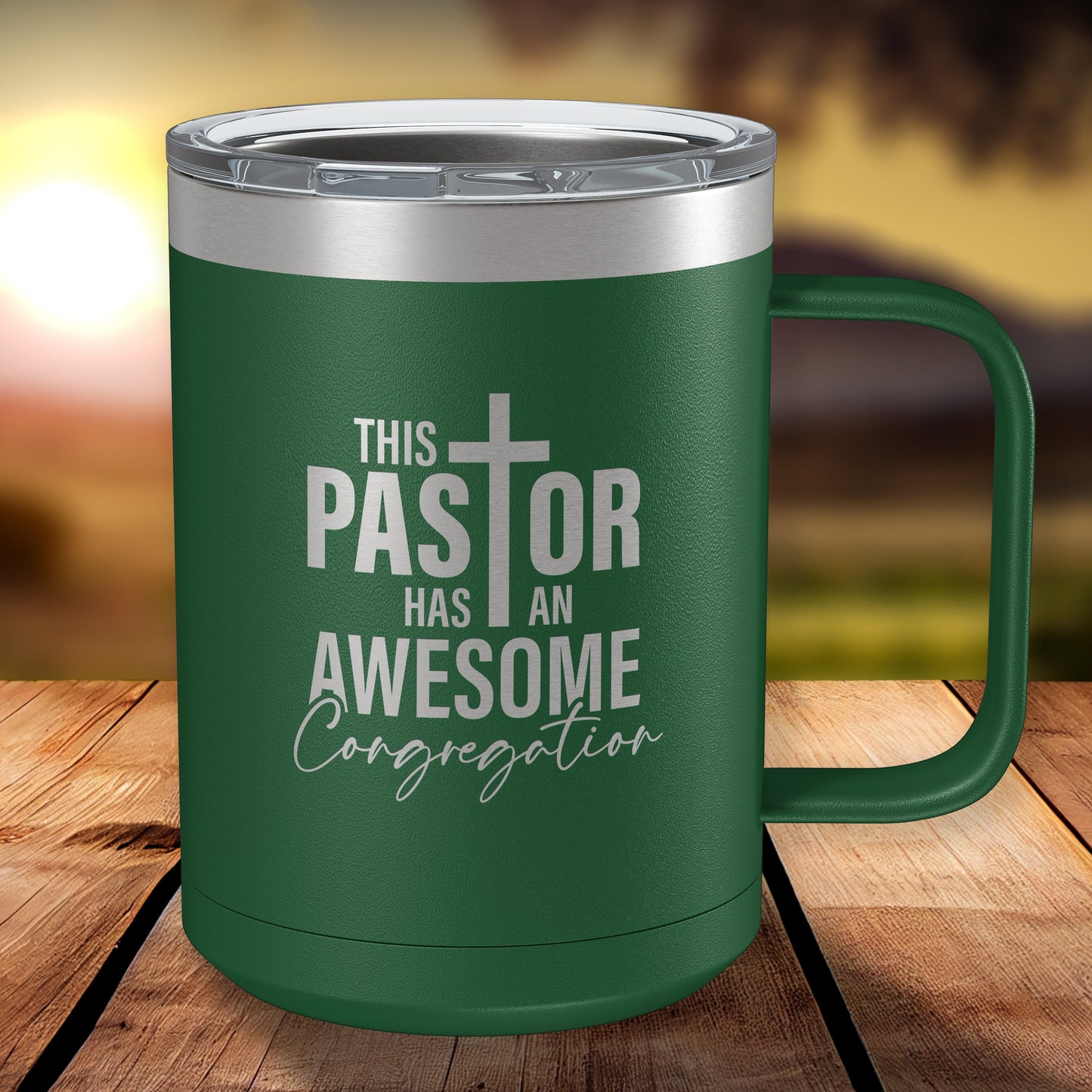 Unique Pastor Gift • Coffee Mug Gift for Pastor • Engraved 15oz Coffee Mug w-Slider Lid • This Pastor Has an Awesome Congregation