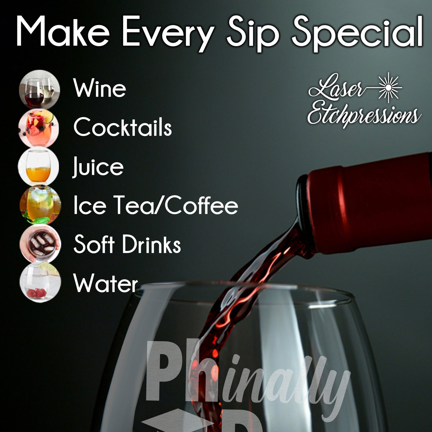 PhD Degree Graduate Gift • Funny PhD Graduation Gift for Him or Her • PHianlly Done Engraved Stemless Wine Glass for University Graduation