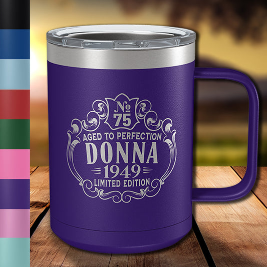 Personalized Birthday Coffee Mug for Men and Women, Customized Engraved Tumbler, Aged to Perfection, Birthday Gift for Him and Her