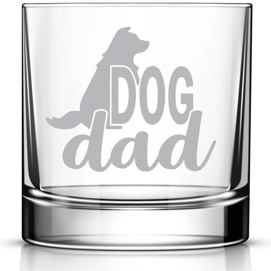 Dog Dad Engraved Whiskey Glass • 11oz Old Fashioned Cocktail Rocks Glass for Dad • Great Gift for Father, Grandfather, Husband, Son, Friend