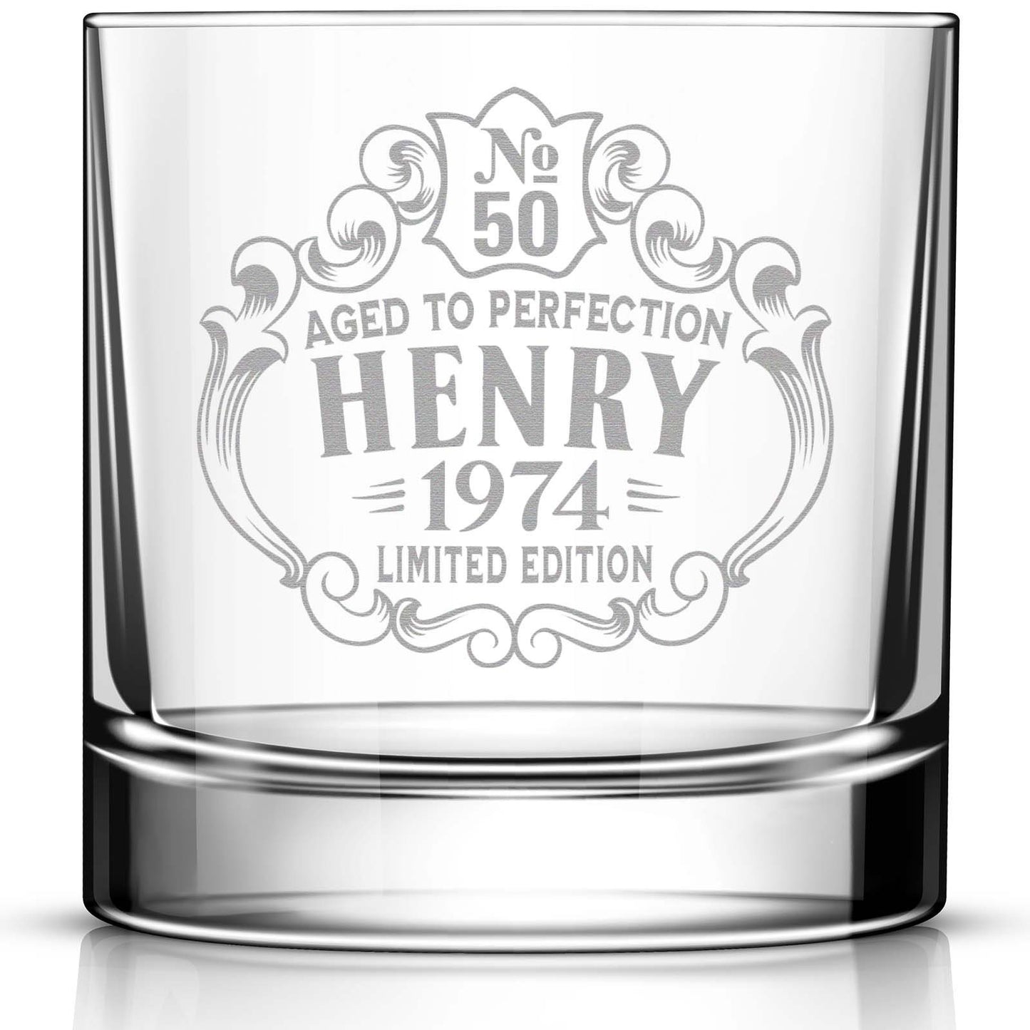 Birthday Personalized Whiskey Glass for Men and Women, Customized Engraved Rocks Glass, Aged to Perfection, Birthday Gift for Him and Her